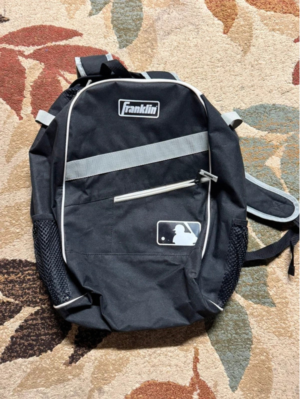 Franklin MLB Baseball Softball Backpack Black Breathable Gear Bag Dugout Hook